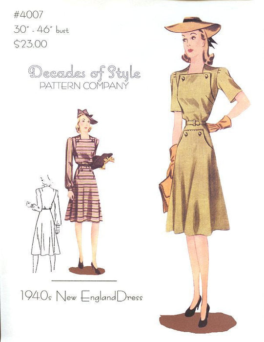 New England Dress 1940 Sewing Pattern