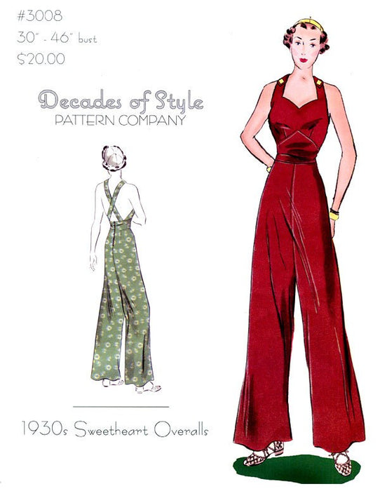Sweetheart Overalls 1930's  Decades of Style Vintage Style Sewing Pattern