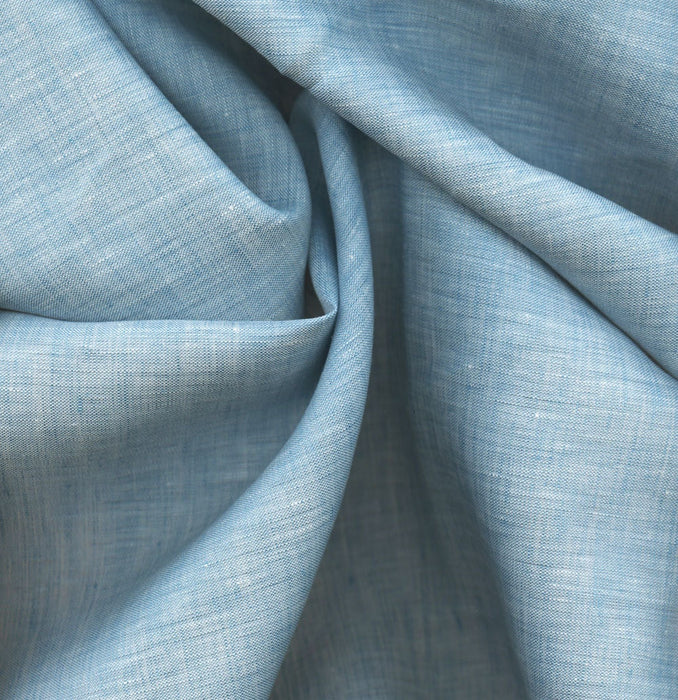 Yarn Dyed Linen Fabric Blue and White