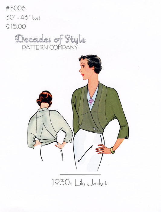 Lily Jacket 1930  Decades of Style Vintage Style Sewing Pattern