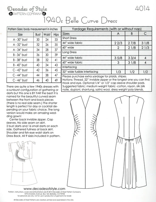 Belle Curve 1930 Sewing Pattern